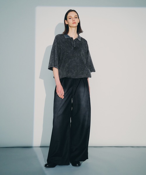 selle glant クロスタックワイドスラックスパンツ ブラック L selle glant スラックス CROSS TUCK WIDE SLACKS PANTS/クロス