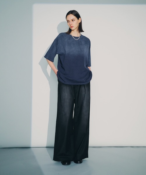 selle glant クロスタックワイドスラックスパンツ ブラック L selle glant スラックス SIDE ZIP WIDE SLACKS PANTS/サイド