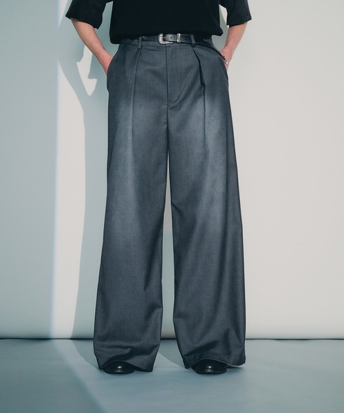 オールレザー　タックワイドスラックス FREAK'S STORE スラックス 限定展開 ヘビーツイル 2タック