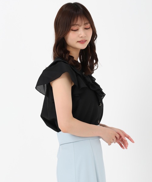 ミッシュマッシュ MISCH MASCH 2025春夏新作 Vフリルカラーブラウス （BLACK） ミッシュマッシュ MISCH MASCH 2025春夏新作 Vフリルカラー