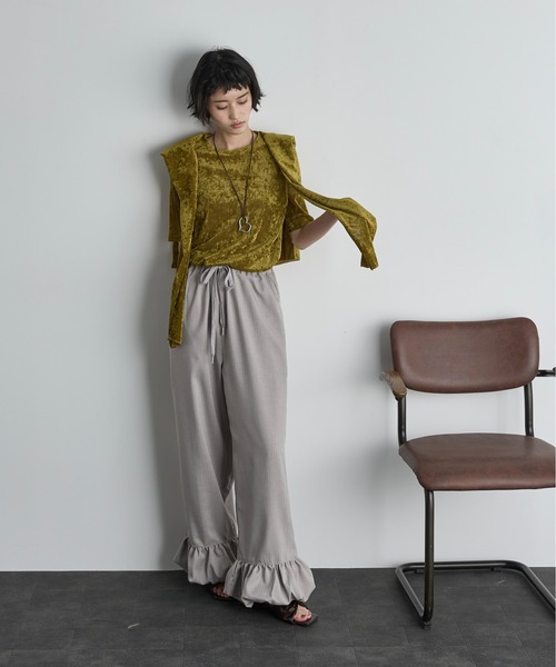 THE Yon tシャツ ベロアハーフスリーブトップス レディース : ZOZOTOWN