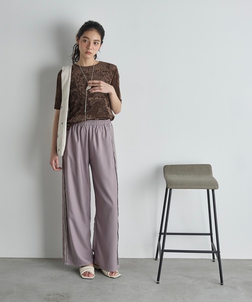 TENNE HANDCRAFTED MODERN ベロアハーフスリーブトップス TENNE HANDCRAFTED MODERN ベロアハーフスリーブトップス