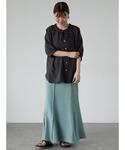 ブラウス シャツ 「接触冷感」麻調フリル衿ブラ...の詳細画像4