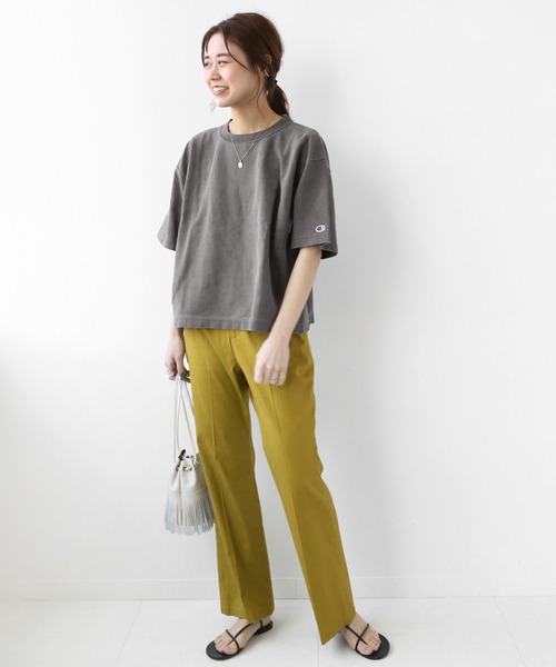 「Champion」 半袖Tシャツ LARGE ベージュ レディース
