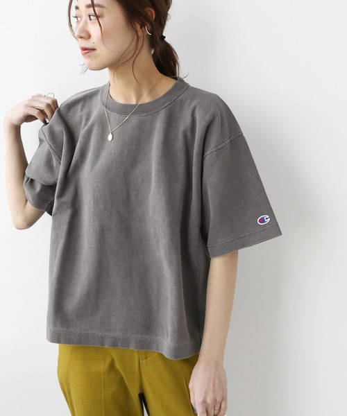 「Champion」 半袖Tシャツ LARGE ベージュ レディース