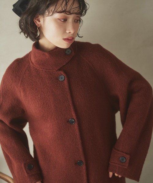 ステンカラーコート コート cashmere stand collar cocoon coat