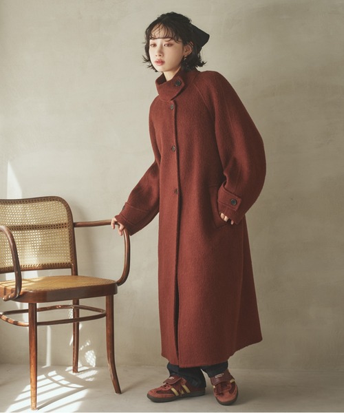 ステンカラーコート コート cashmere stand collar cocoon coat