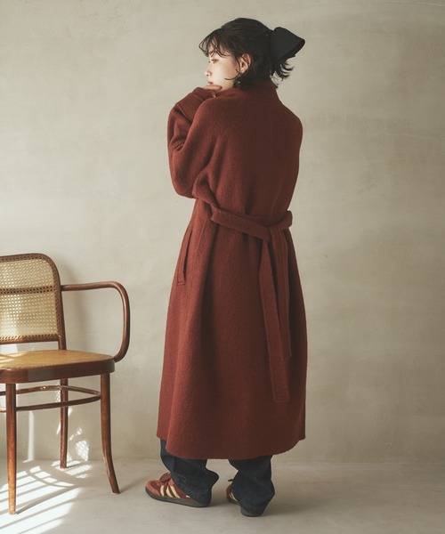 ステンカラーコート コート cashmere stand collar cocoon coat
