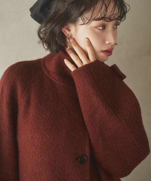 ステンカラーコート コート cashmere stand collar cocoon coat