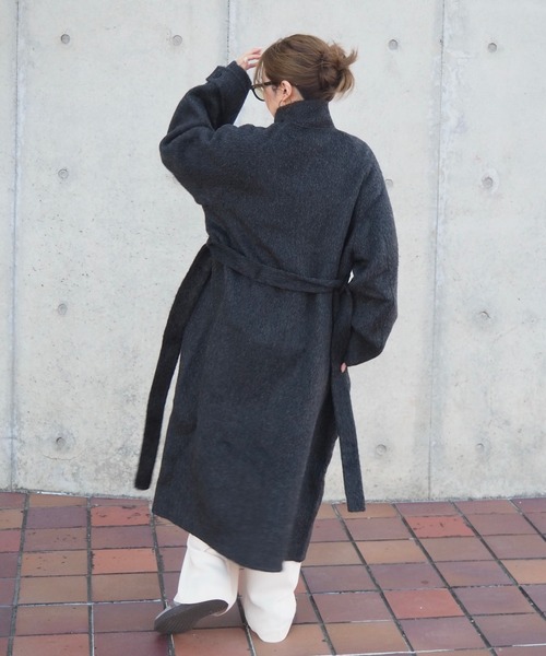 ステンカラーコート コート cashmere stand collar cocoon coat