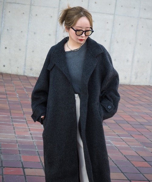 ステンカラーコート コート cashmere stand collar cocoon coat