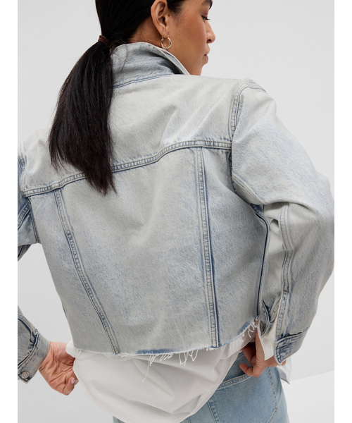「GAP」 デニムジャケット S ライトインディゴブルー レディース