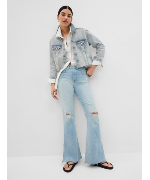 「GAP」 デニムジャケット S ライトインディゴブルー レディース