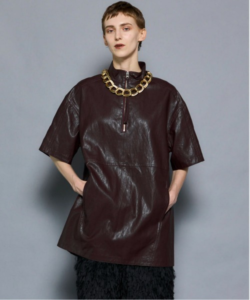 MAISON SPECIAL ブラウス シャツ Leather Half Sleeve Tops MAISON SPECIAL ブラウス シャツ Leather Half Sleeve Tops