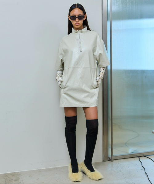 MAISON SPECIAL ブラウス シャツ Leather Half Sleeve Tops/レザー