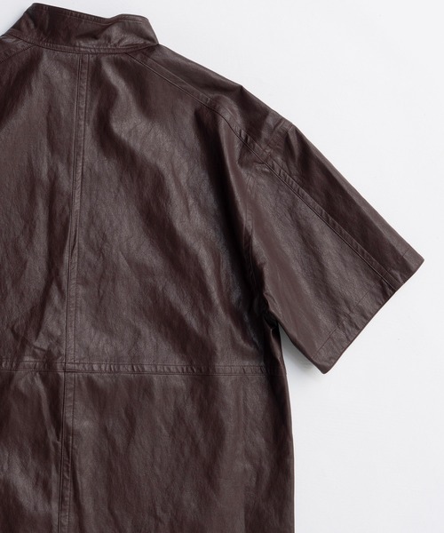 MAISON SPECIAL ブラウス シャツ Leather Half Sleeve Tops MAISON SPECIAL ブラウス シャツ Leather Half Sleeve Tops