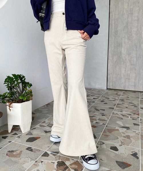 moment+ パンツ コーデュロイフレアパンツ レディース : ZOZOTOWN