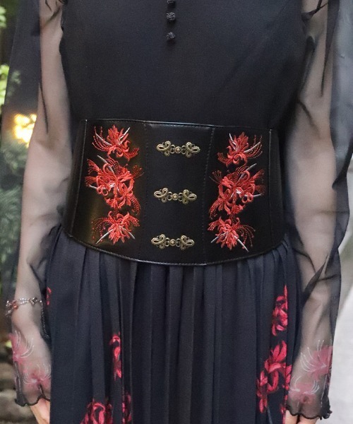 axes femme（アクシーズ ファム） ベルト 彼岸花刺繍コルセットベルト