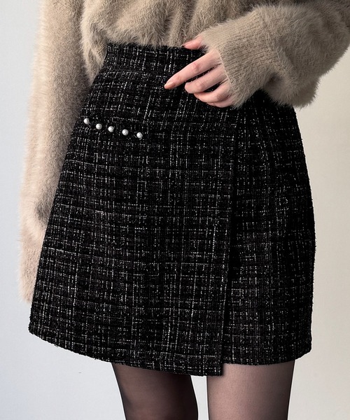 CHANEL ラメツイード スカート ボックスプリーツ ウール CHANEL ラメツイード スカート ボックスプリーツ ウール