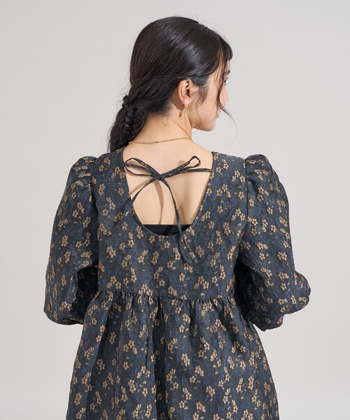 未使用タグ付✨EFOLE フラワージャガード ボリュームスリーブ ワンピース FREAK'S STORE（フリークスストア） ワンピース クロッケフラワー