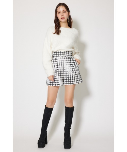 rienda（リエンダ） スラックス パンツ デザインウエストツイード