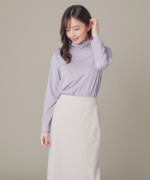 PGGレディースハイネックシャツ美品 GLACIER lusso（グラシアルッソ） tシャツ ラメハイネック レディース