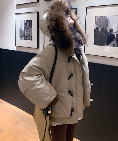 Diosfront ブルゾン アウター ボリュームファーフードブルゾン