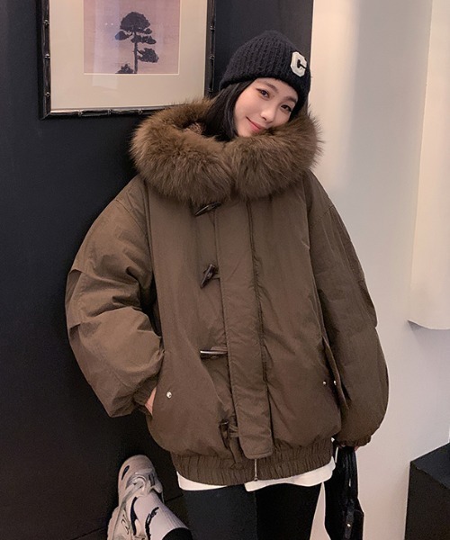 Diosfront ブルゾン アウター ボリュームファーフードブルゾン