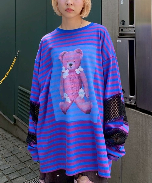トップス CANDYSTRIPPER BROKEN BEAR PATCHED BORDER Candy Stripper（キャンディーストリッパー） tシャツ BROKEN BEAR