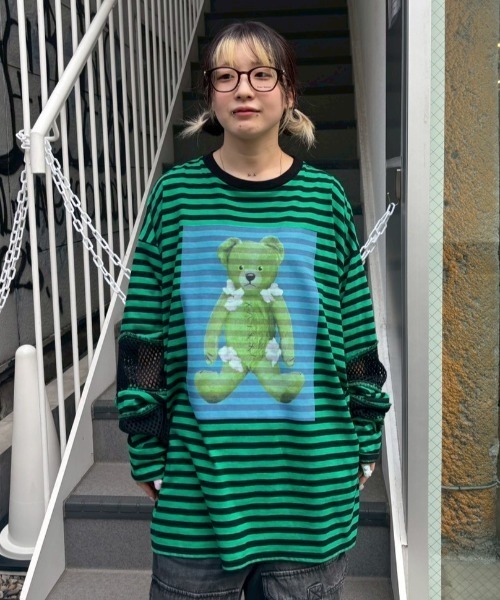 トップス CANDYSTRIPPER BROKEN BEAR PATCHED BORDER Candy Stripper（キャンディーストリッパー） tシャツ BROKEN BEAR