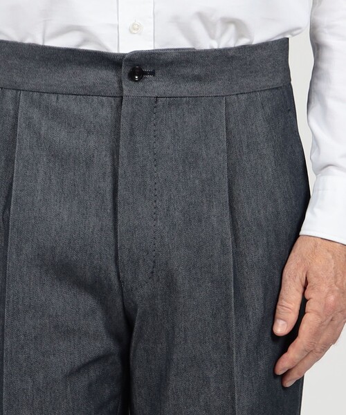スラックス コットンカシミヤ バックベルト ペグトップスラックス SONDRIO メンズ