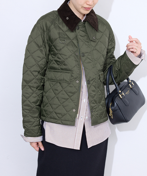 Barbour バブアー コート ショート ミリタリー レディース カーキM美品 Barbour（バブアー） コート アウター 別注「Barbour/バブアー