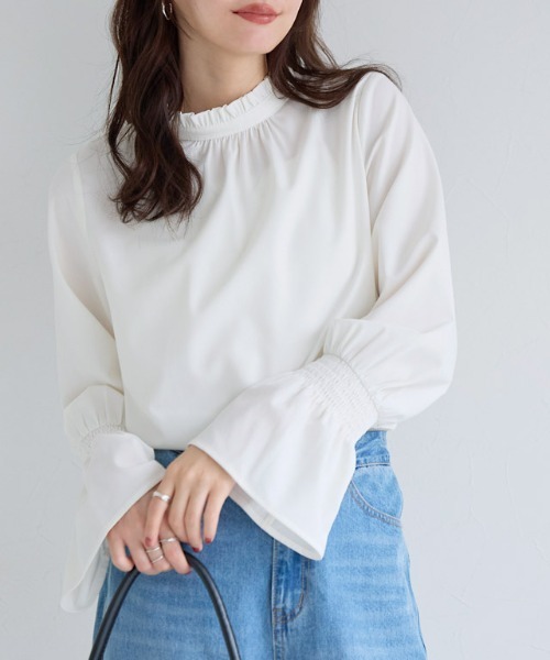 Pierrot（ピエロ） ブラウス シャツ フリル襟シャーリングブラウス