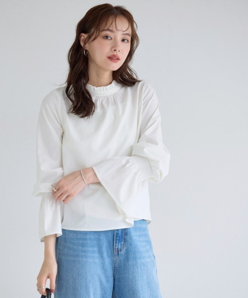 Pierrot（ピエロ） ブラウス シャツ フリル襟シャーリングブラウス