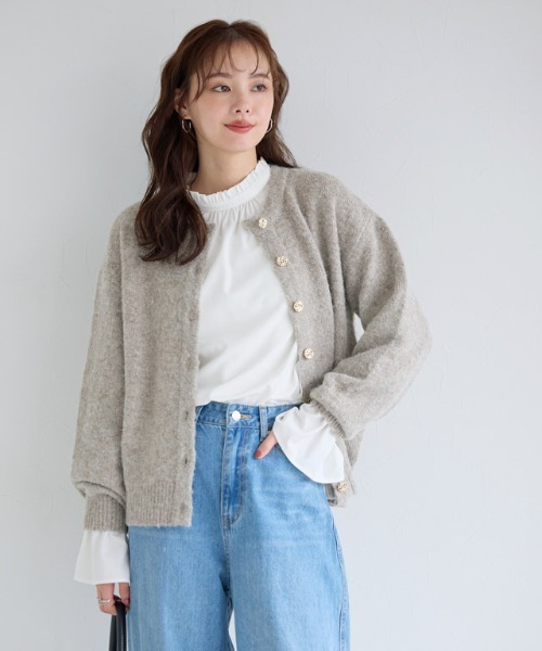 Pierrot（ピエロ） ブラウス シャツ フリル襟シャーリングブラウス