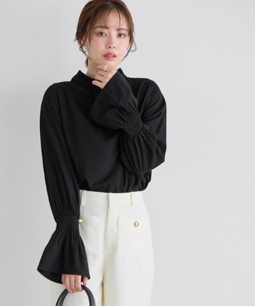 Pierrot（ピエロ） ブラウス シャツ フリル襟シャーリングブラウス