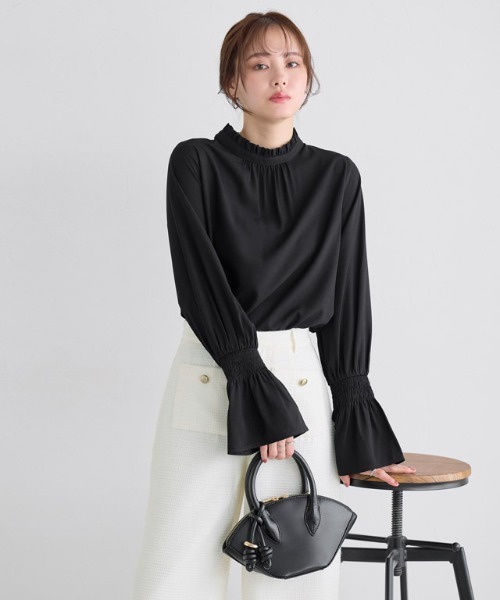 Pierrot（ピエロ） ブラウス シャツ フリル襟シャーリングブラウス