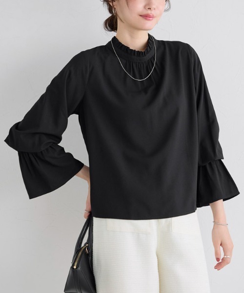 Pierrot（ピエロ） ブラウス シャツ フリル襟シャーリングブラウス