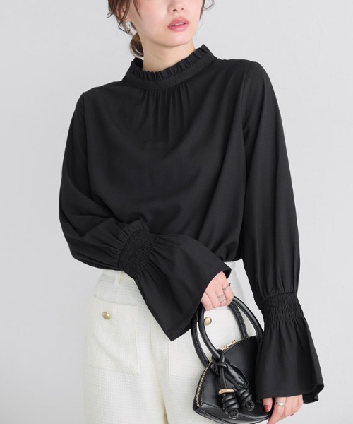 Pierrot（ピエロ） ブラウス シャツ フリル襟シャーリングブラウス