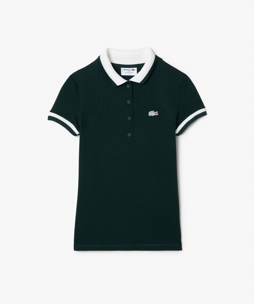 「LACOSTE」 半袖ポロシャツ 34 ダークグリーン レディースの画像