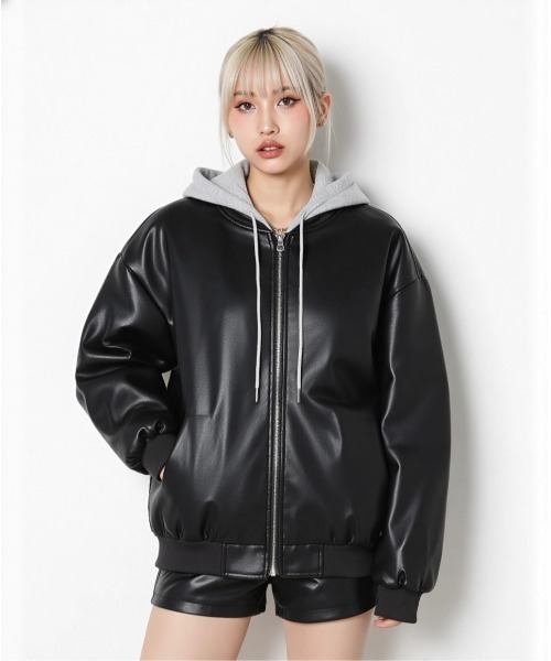 KOM（ドットコム） レザージャケット ライダース レディース
