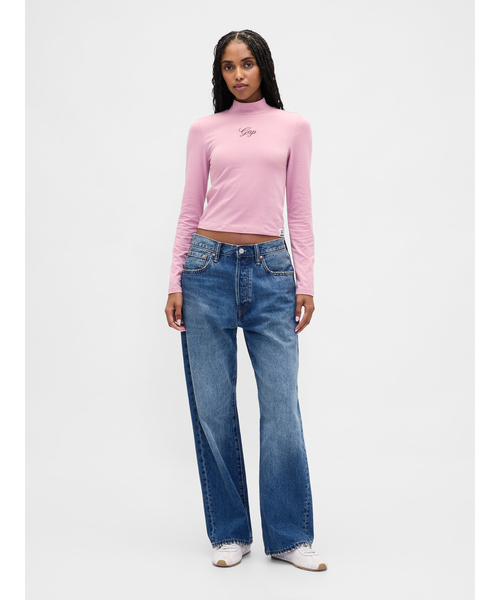 GAP（ギャップ） tシャツ GAPロゴ クロップド モックネックトップス
