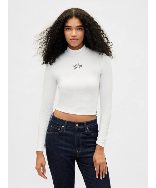 GAP（ギャップ） tシャツ GAPロゴ クロップド モックネックトップス
