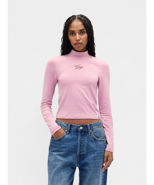 GAP（ギャップ） tシャツ GAPロゴ クロップド モックネックトップス