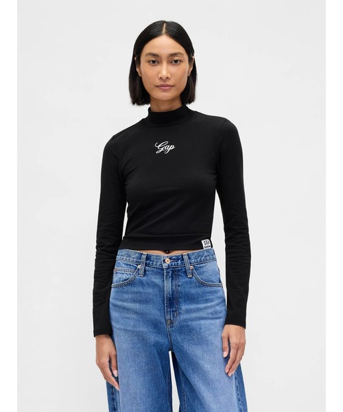 GAP（ギャップ） tシャツ GAPロゴ クロップド モックネックトップス