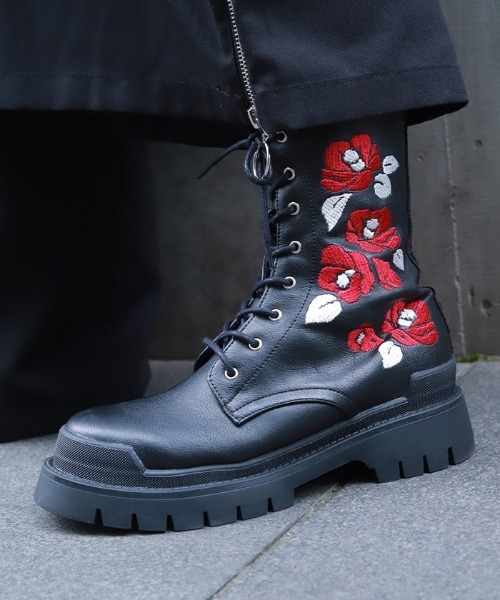 REZEN（リゼン） ブーツ 椿刺繍レースアップブーツ メンズ : ZOZOTOWN
