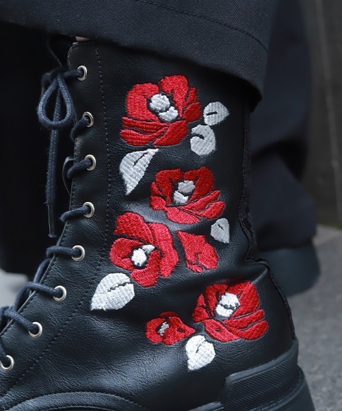 REZEN（リゼン） ブーツ 椿刺繍レースアップブーツ メンズ : ZOZOTOWN