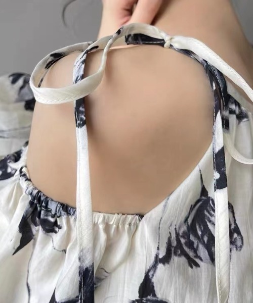「Sibra」 半袖ワンピース M ホワイト×ブラック レディース_画像6