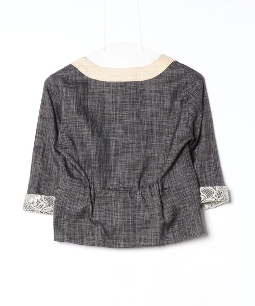 「Lajoie de vivre et Luca」 チェック柄ノーカラージャケット 36 グレー レディース_画像2