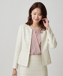 クードシャンス　ファンシーツィード フリンジノーカラージャケット　新品 COUP DE CHANCE（クードシャンス） ジャケット ノーカラージャケット